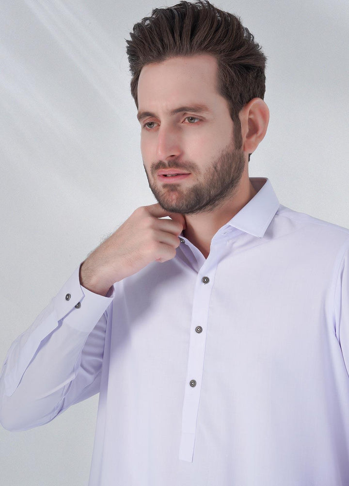 Sanaulla Exclusive Range Cotton Formal Shalwar Kameez for Men -  D#07 White
