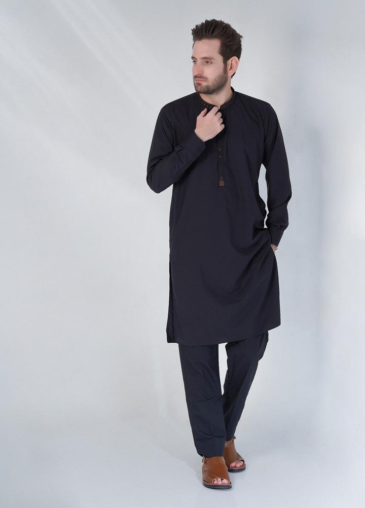 Sanaulla Exclusive Range Cotton Formal Shalwar Kameez for Men -  TF-1034 Black