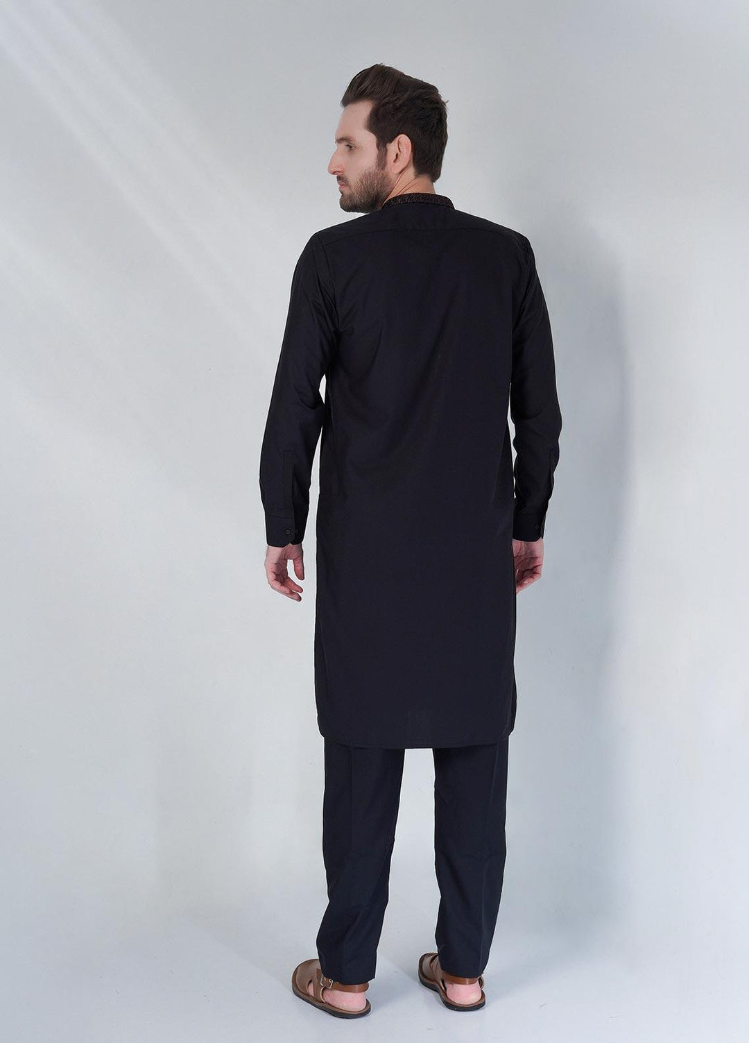 Sanaulla Exclusive Range Cotton Formal Shalwar Kameez for Men -  TF-1034 Black