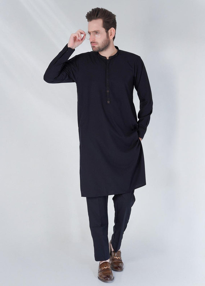 Sanaulla Exclusive Range Cotton Formal Shalwar Kameez for Men -  TF-1036 Black