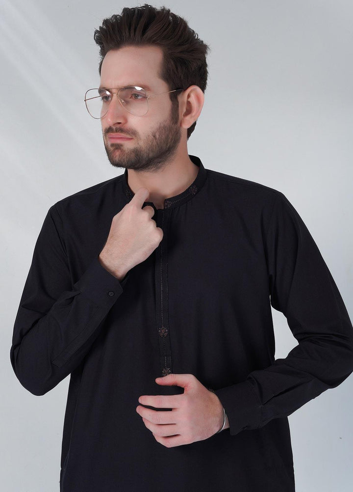 Sanaulla Exclusive Range Cotton Formal Shalwar Kameez for Men -  TF-1036 Black