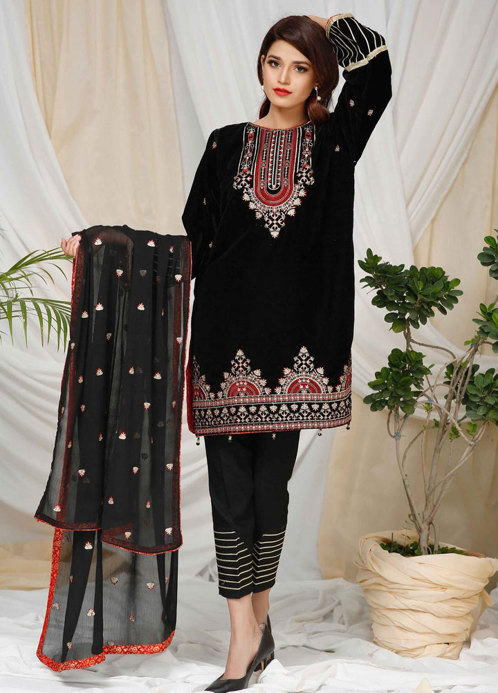 Modest Ready to Wear  Velvet 3 Piece Annaya W92-Black