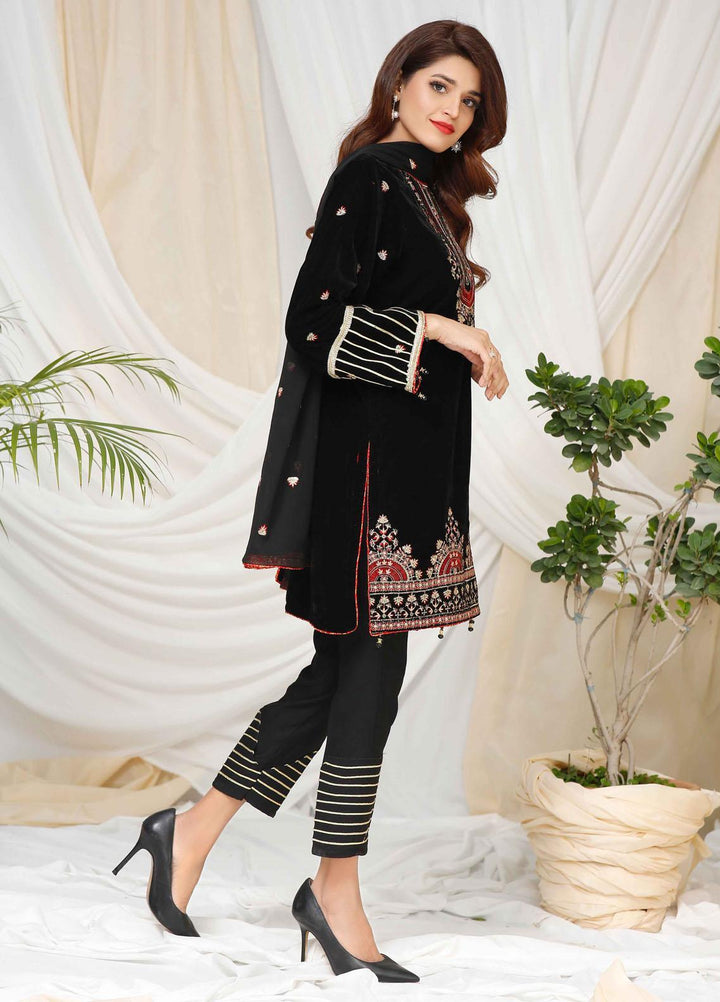 Modest Ready to Wear  Velvet 3 Piece Annaya W92-Black