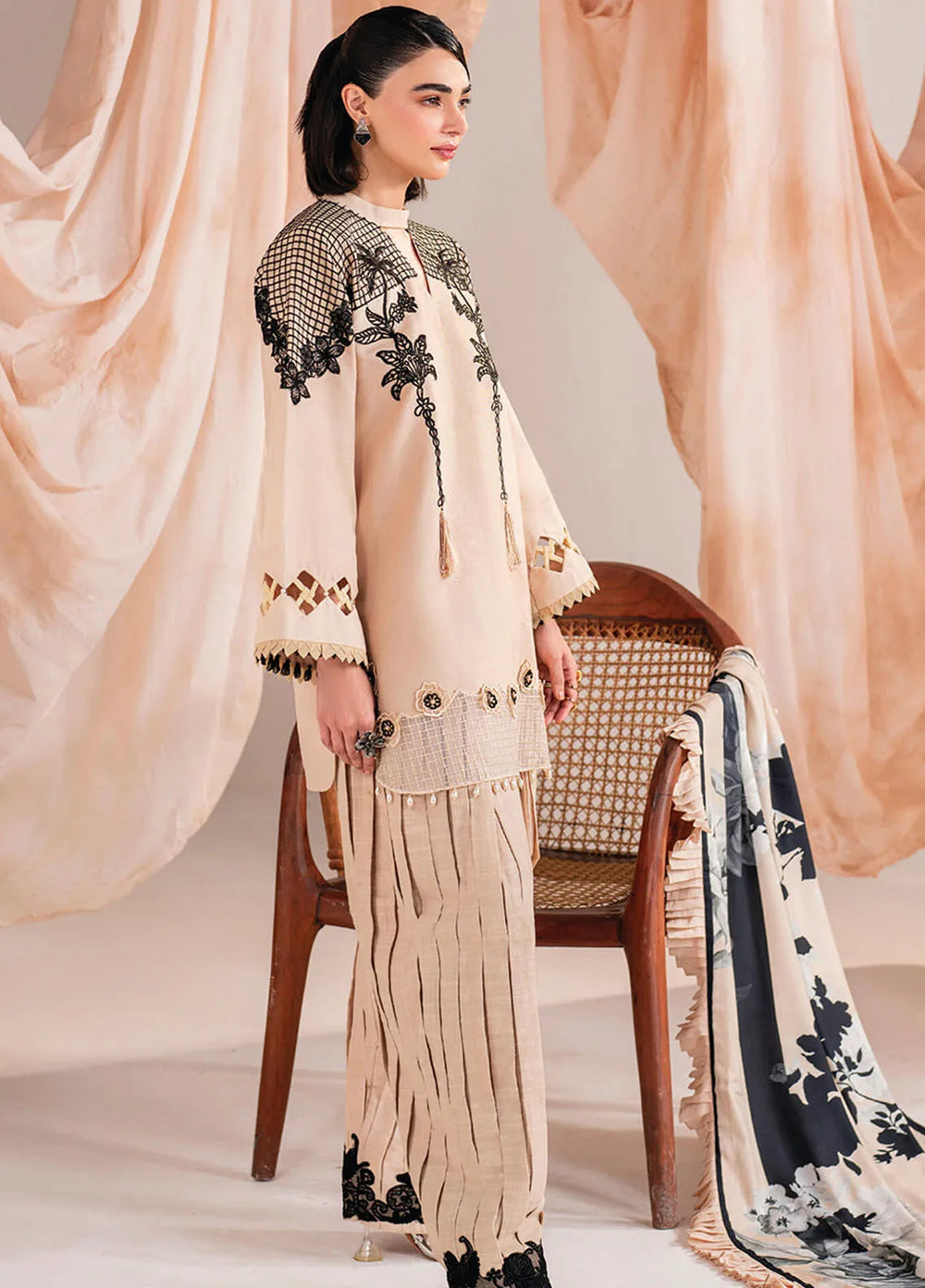 Meraki By Asifa And Nabeel Embroidered Khaddar Suit Unstitched 3 Piece AN24MW MW-13 Cascade - Winter Collection