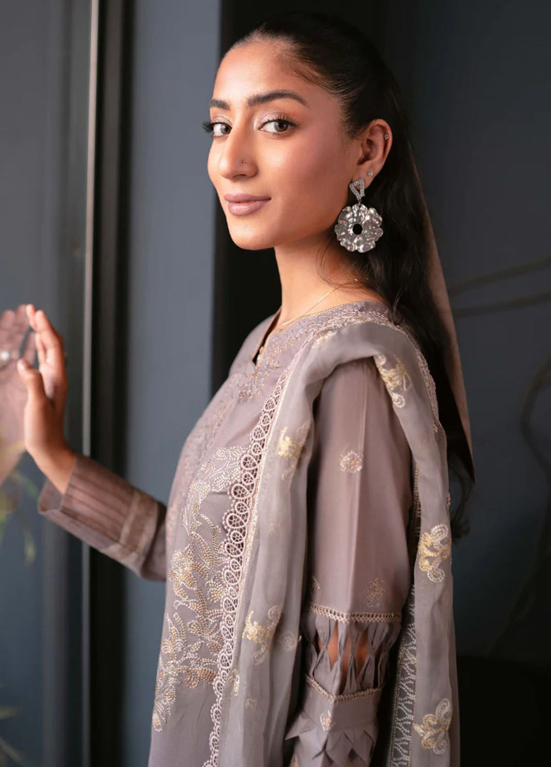 Meraki by Humdum Embroidered Lawn Suits Unstitched 3 Piece HD24M D-07 - Summer Collection