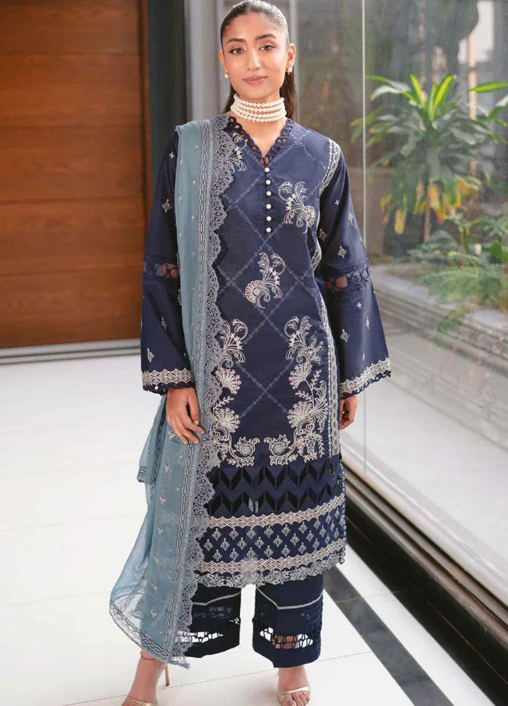 Meraki by Humdum Embroidered Lawn Suits Unstitched 3 Piece HD24M D-08 - Summer Collection