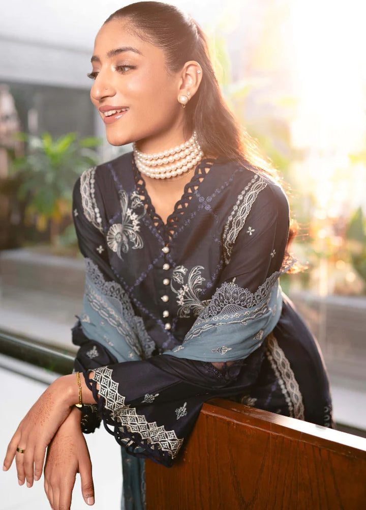 Meraki by Humdum Embroidered Lawn Suits Unstitched 3 Piece HD24M D-08 - Summer Collection