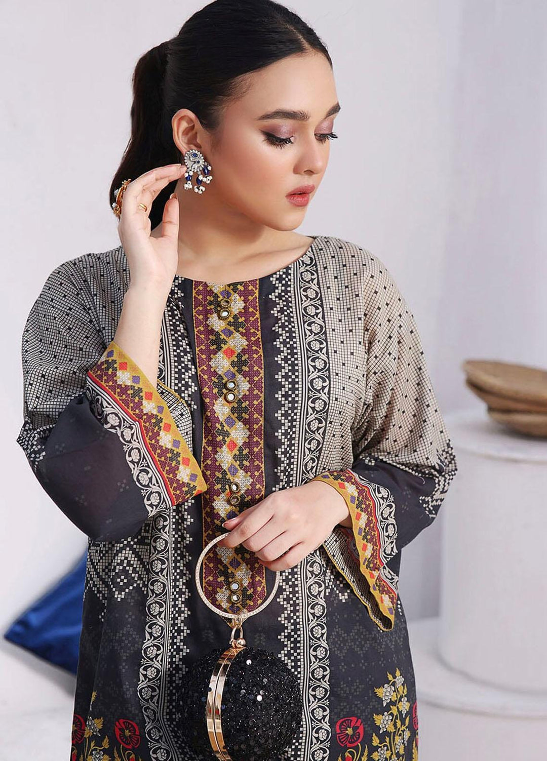 Meraki By Khas Printed Lawn Suits Unstitched 2 Piece KHS23M RKT-1897 - Summer Collection