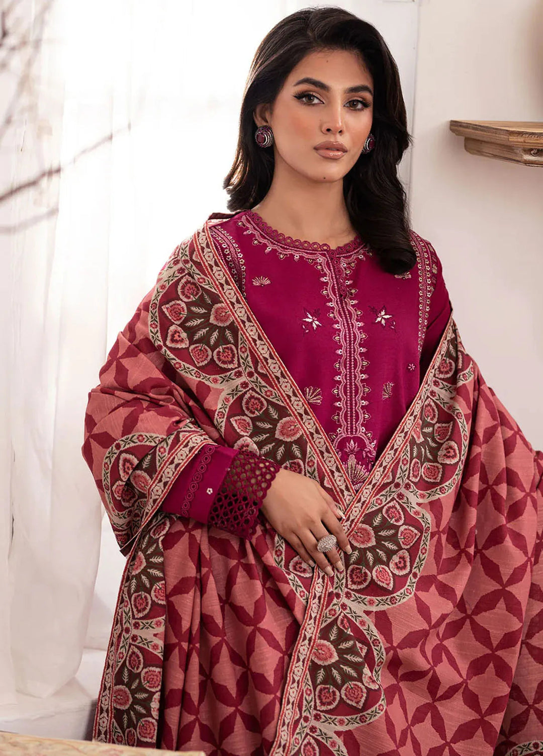 Meraki By Roheenaz Embroidered Khaddar Suit Unstitched 3 Piece ENZ24M RNZ-05A Yana - Winter Collection