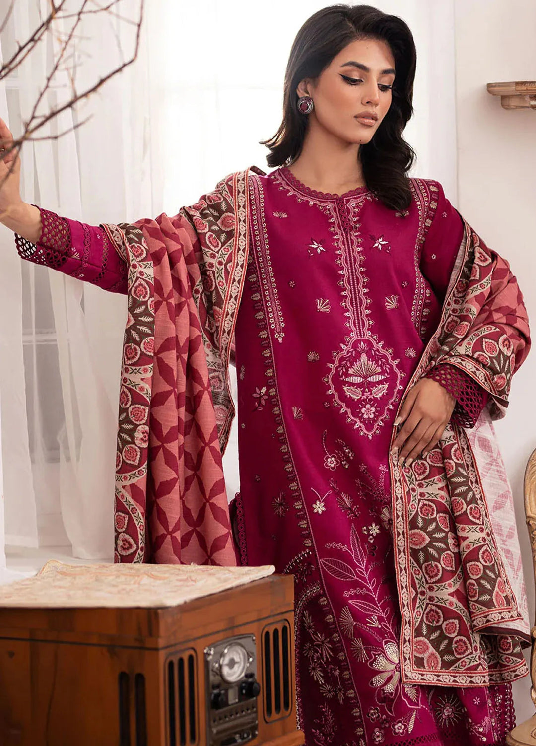 Meraki By Roheenaz Embroidered Khaddar Suit Unstitched 3 Piece ENZ24M RNZ-05A Yana - Winter Collection