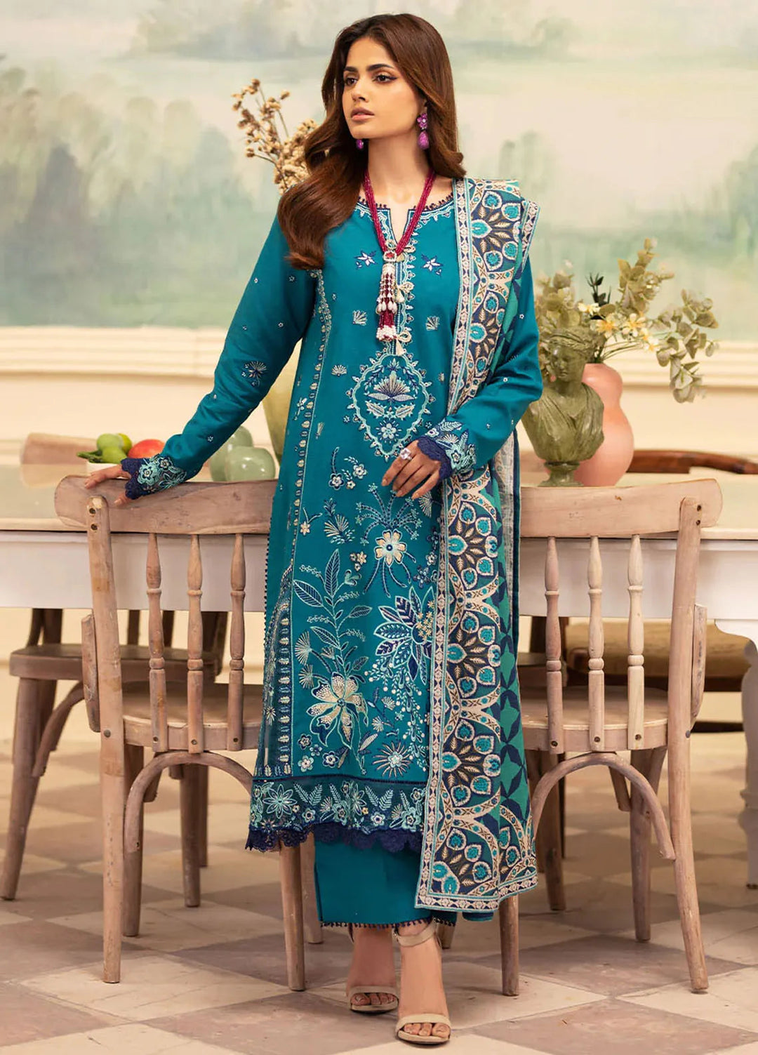 Meraki By Roheenaz Embroidered Khaddar Suit Unstitched 3 Piece ENZ24M RNZ-05B Tinsley - Winter Collection