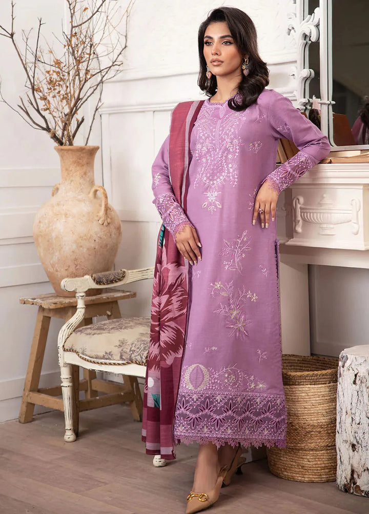 Meraki By Roheenaz Embroidered Khaddar Suit Unstitched 3 Piece ENZ24M RNZ-06A Mauve - Winter Collection