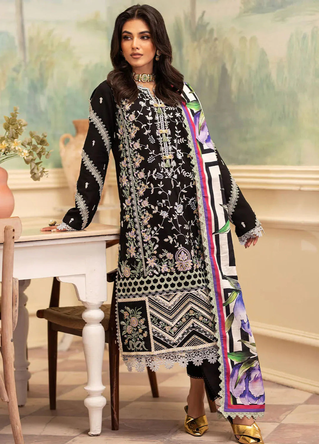Meraki By Roheenaz Embroidered Khaddar Suit Unstitched 3 Piece ENZ24M RNZ-07B Rowan - Winter Collection