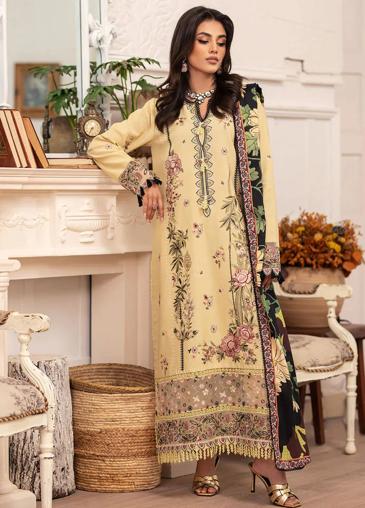 Meraki By Roheenaz Embroidered Linen Suit Unstitched 3 Piece ENZ24M RNZ-02A Evie - Winter Collection