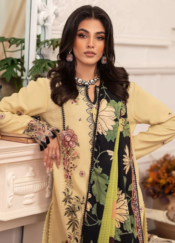 Meraki By Roheenaz Embroidered Linen Suit Unstitched 3 Piece ENZ24M RNZ-02A Evie - Winter Collection