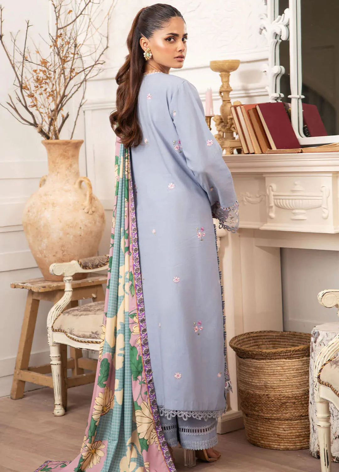 Meraki By Roheenaz Embroidered Linen Suit Unstitched 3 Piece ENZ24M RNZ-02B Raya - Winter Collection