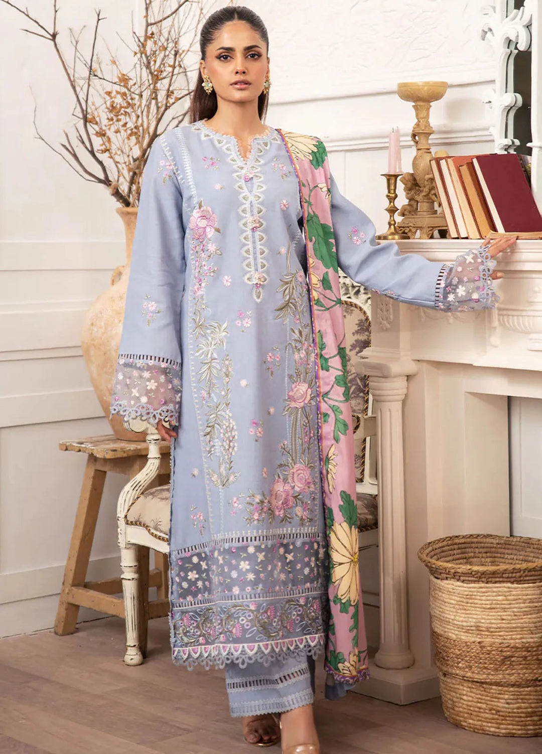 Meraki By Roheenaz Embroidered Linen Suit Unstitched 3 Piece ENZ24M RNZ-02B Raya - Winter Collection