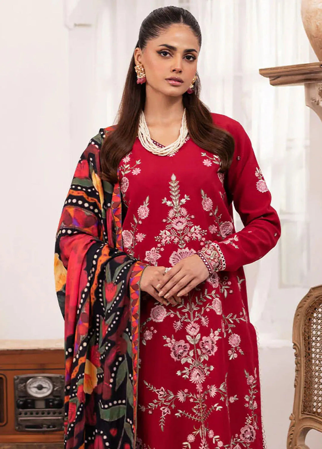 Meraki By Roheenaz Embroidered Linen Suit Unstitched 3 Piece ENZ24M RNZ-03A Elara - Winter Collection