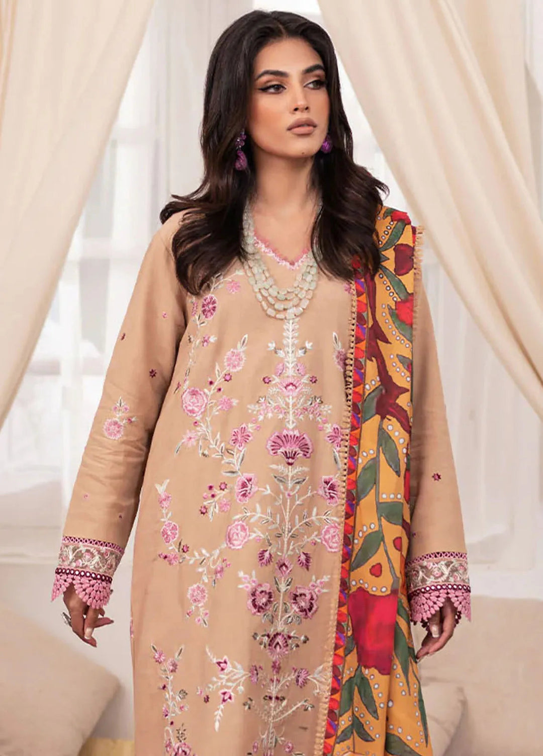 Meraki By Roheenaz Embroidered Linen Suit Unstitched 3 Piece ENZ24M RNZ-03B Blair - Winter Collection