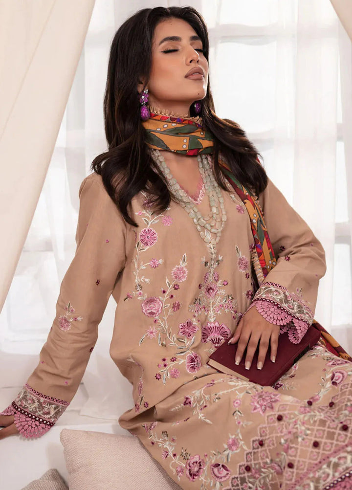 Meraki By Roheenaz Embroidered Linen Suit Unstitched 3 Piece ENZ24M RNZ-03B Blair - Winter Collection