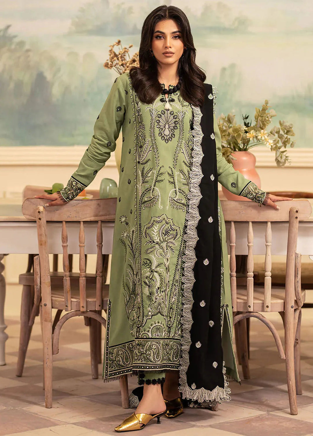 Meraki By Roheenaz Embroidered Linen Suit Unstitched 3 Piece ENZ24M RNZ-04A Olivia - Winter Collection