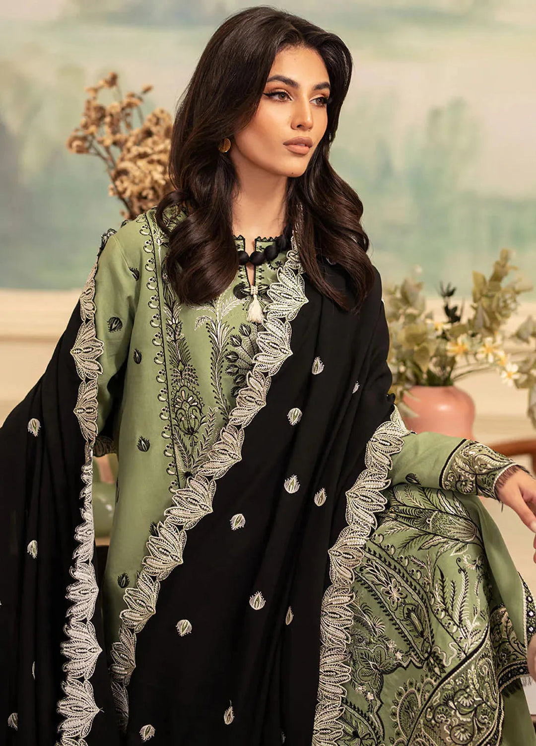 Meraki By Roheenaz Embroidered Linen Suit Unstitched 3 Piece ENZ24M RNZ-04A Olivia - Winter Collection