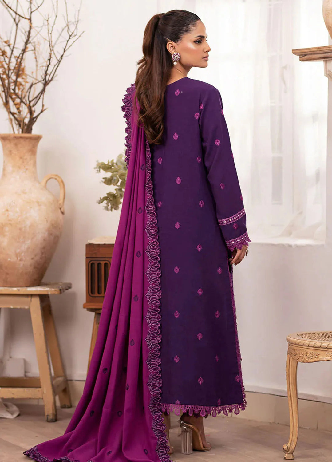 Meraki By Roheenaz Embroidered Linen Suit Unstitched 3 Piece ENZ24M RNZ-04B Naomi - Winter Collection