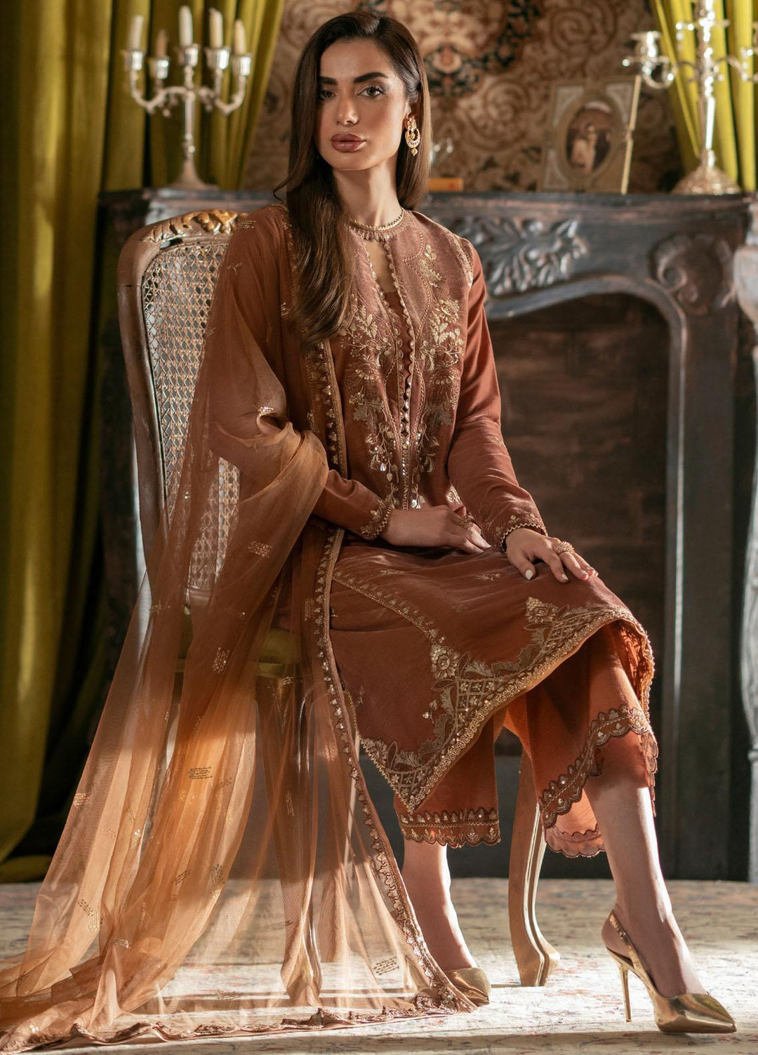 Meraki By Seran Embroidered Velvet Suits Unstitched 3 Piece SRN23MK D-02 Regalia - Formal Collection