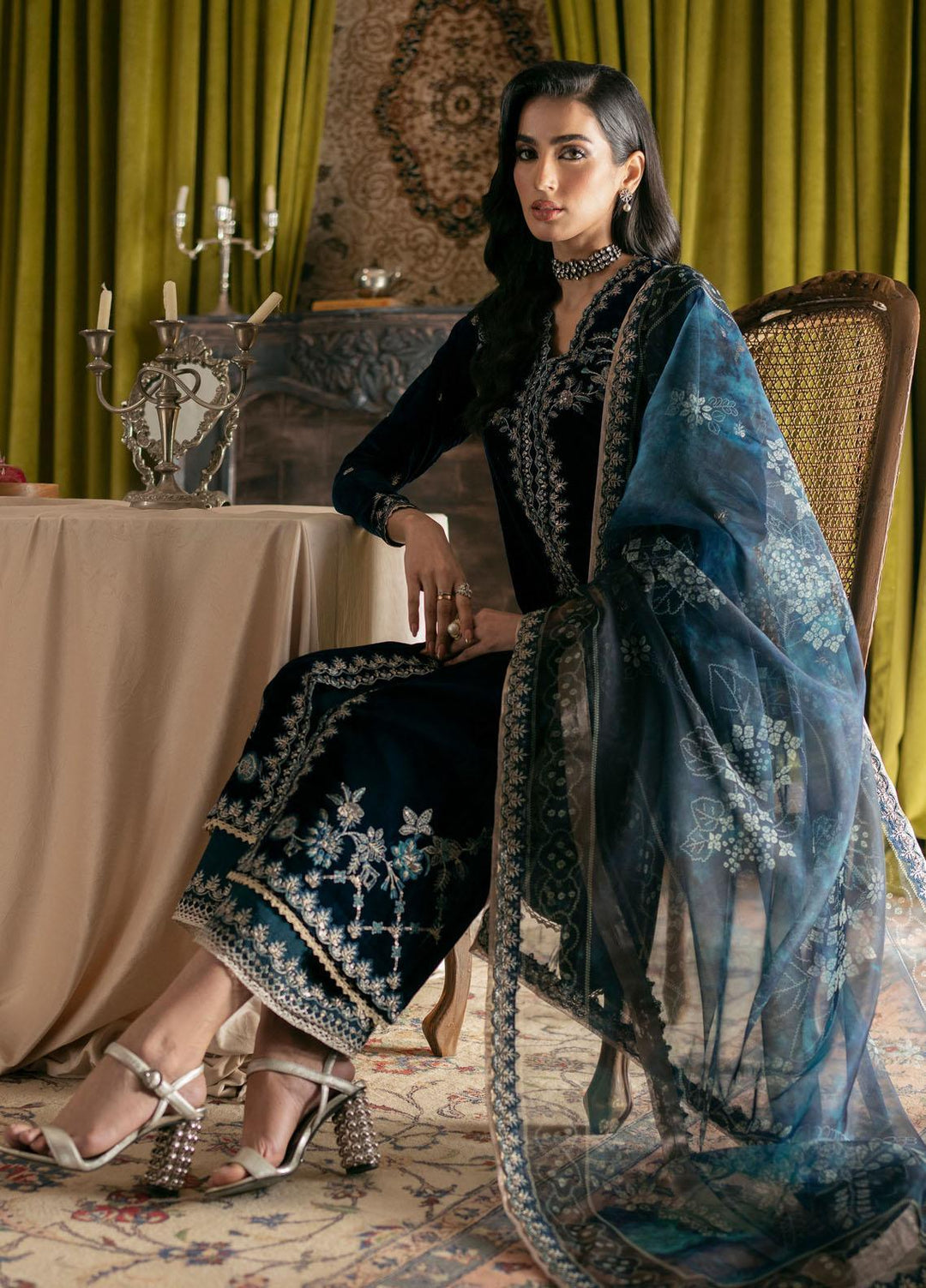 Meraki By Seran Embroidered Velvet Suits Unstitched 3 Piece SRN23MK D-04 Sareena - Formal Collection