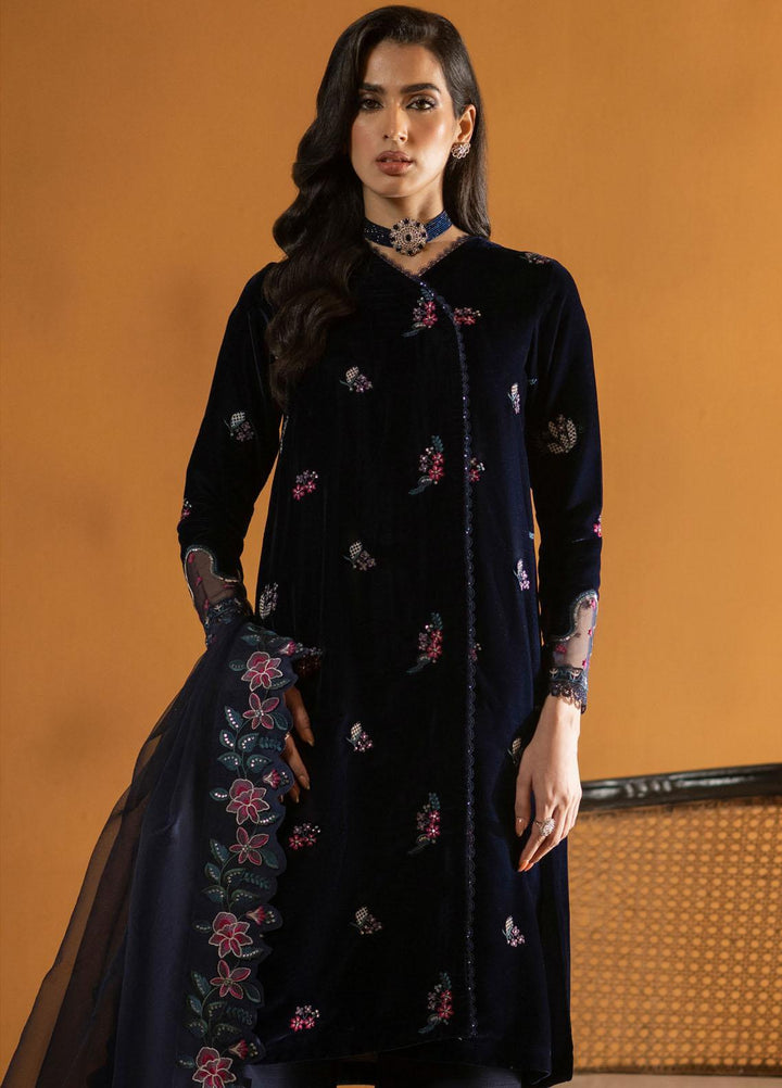 Meraki By Seran Embroidered Velvet Suits Unstitched 3 Piece SRN23MK D-06 Majestic Blue - Formal Collection