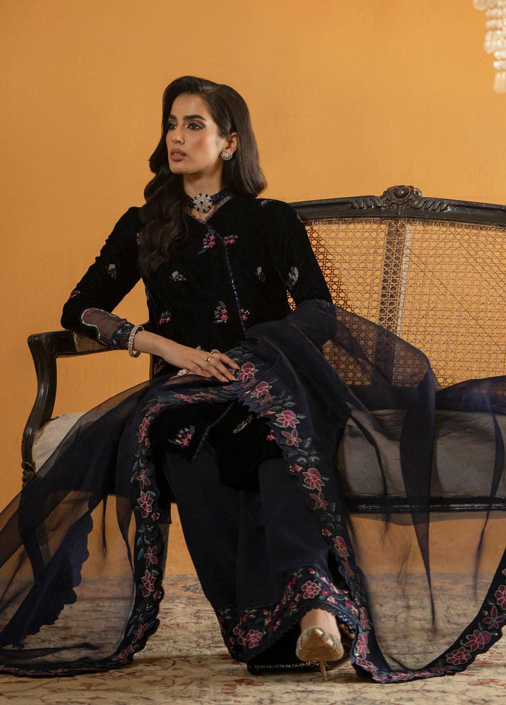 Meraki By Seran Embroidered Velvet Suits Unstitched 3 Piece SRN23MK D-06 Majestic Blue - Formal Collection