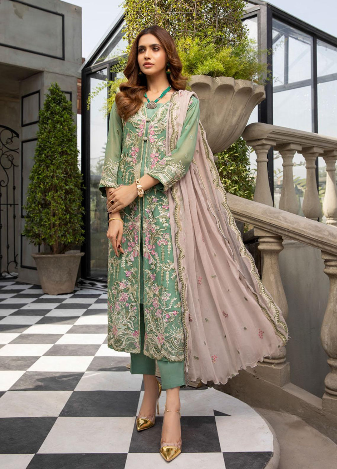 Meraki by ZS Textiles Embroidered Chiffon Suits Unstitched 3 Piece ZS21-M3 03 - Luxury Collection