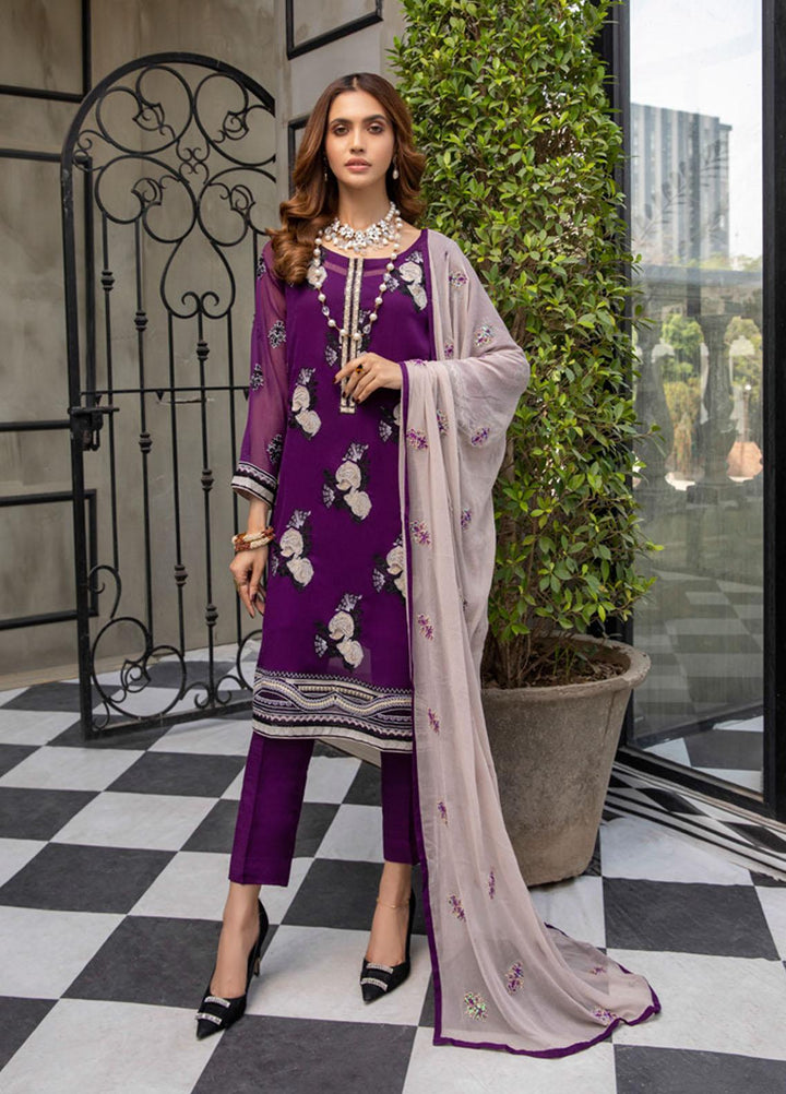 Meraki by ZS Textiles Embroidered Chiffon Suits Unstitched 3 Piece ZS21-M3 05 - Luxury Collection