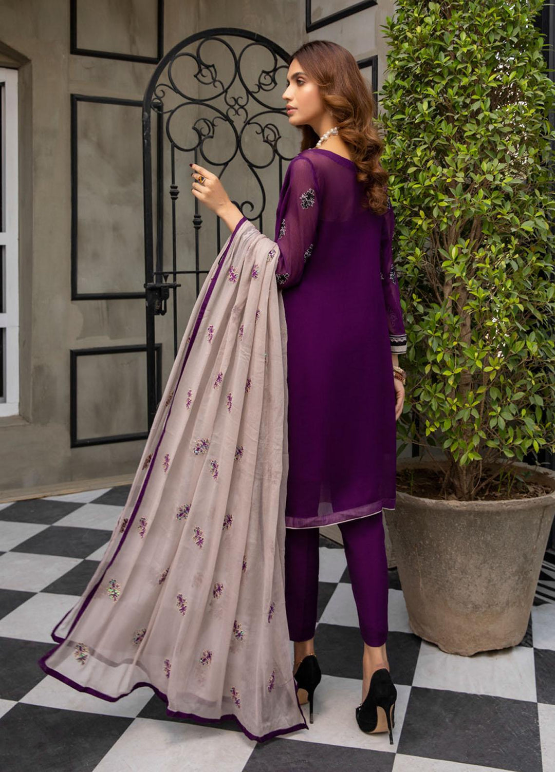 Meraki by ZS Textiles Embroidered Chiffon Suits Unstitched 3 Piece ZS21-M3 05 - Luxury Collection