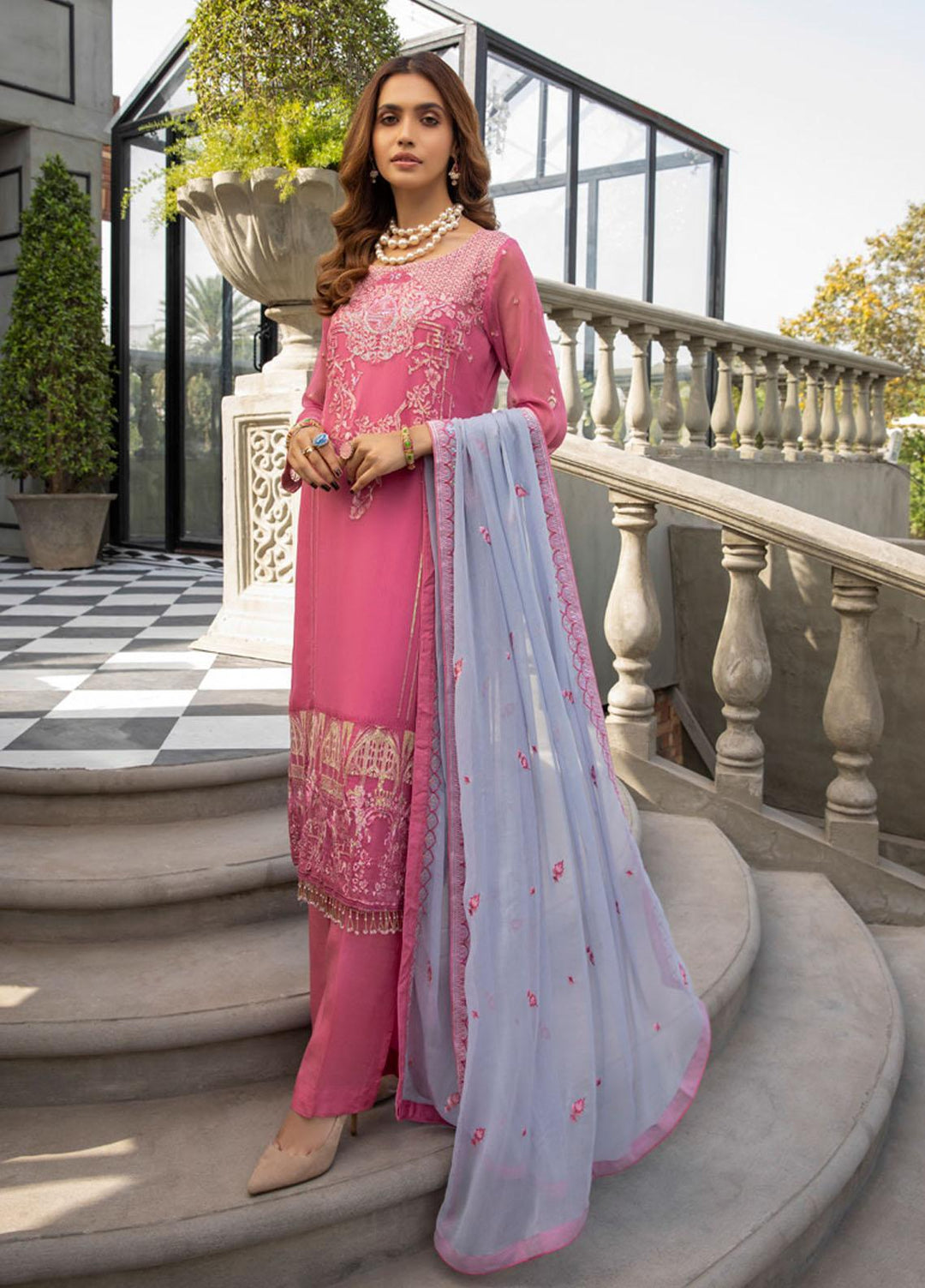 Meraki by ZS Textiles Embroidered Chiffon Suits Unstitched 3 Piece ZS21-M3 07 - Luxury Collection