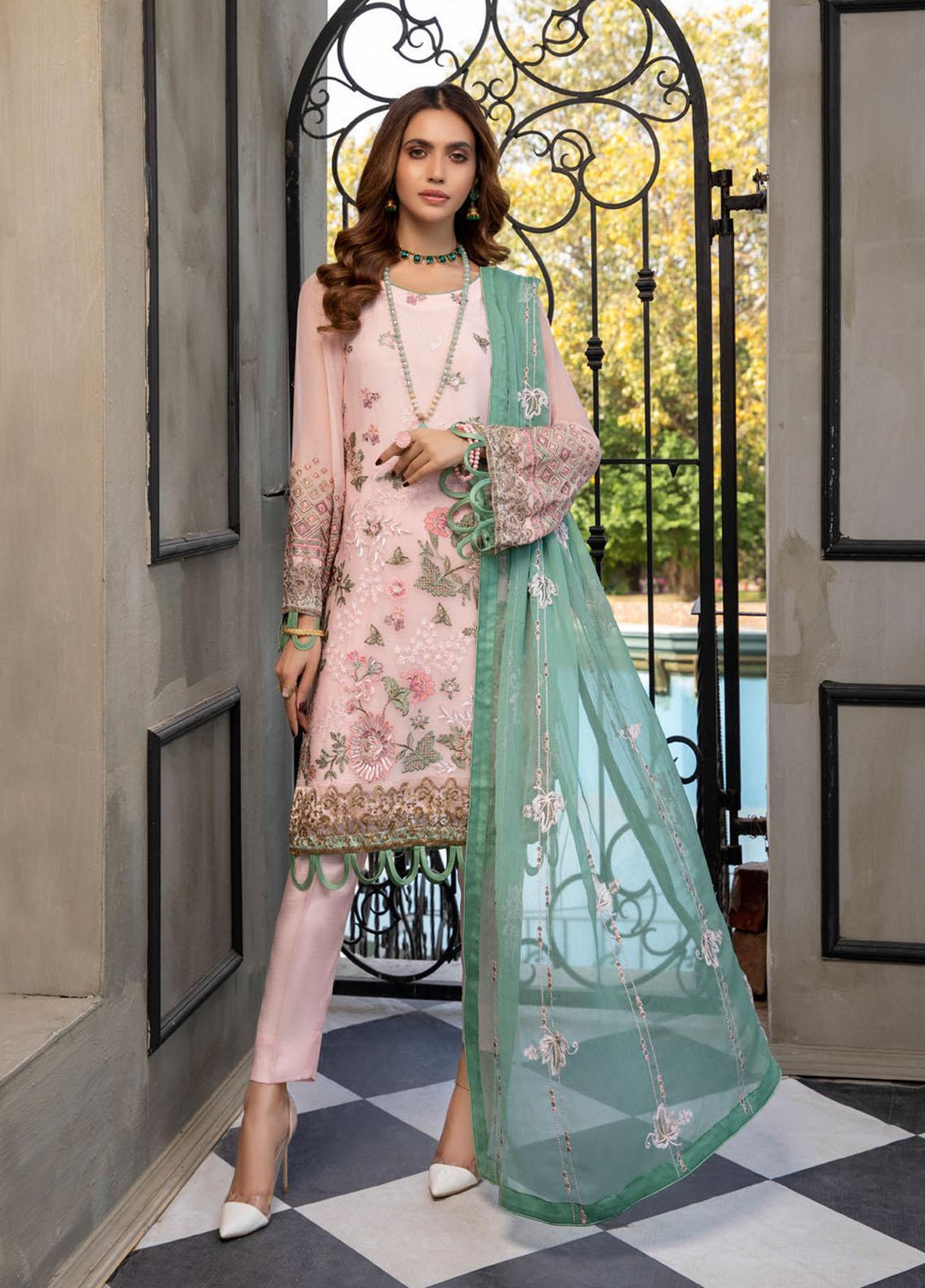 Meraki by ZS Textiles Embroidered Chiffon Suits Unstitched 3 Piece ZS21-M3 09 - Luxury Collection