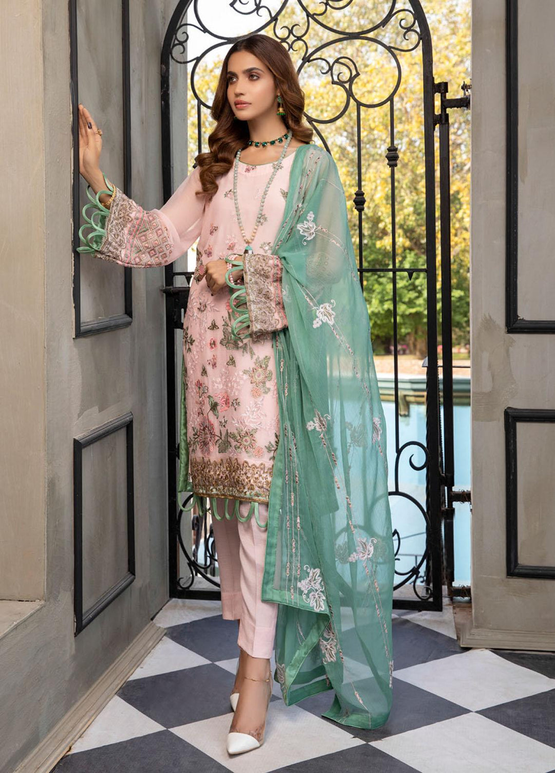 Meraki by ZS Textiles Embroidered Chiffon Suits Unstitched 3 Piece ZS21-M3 09 - Luxury Collection