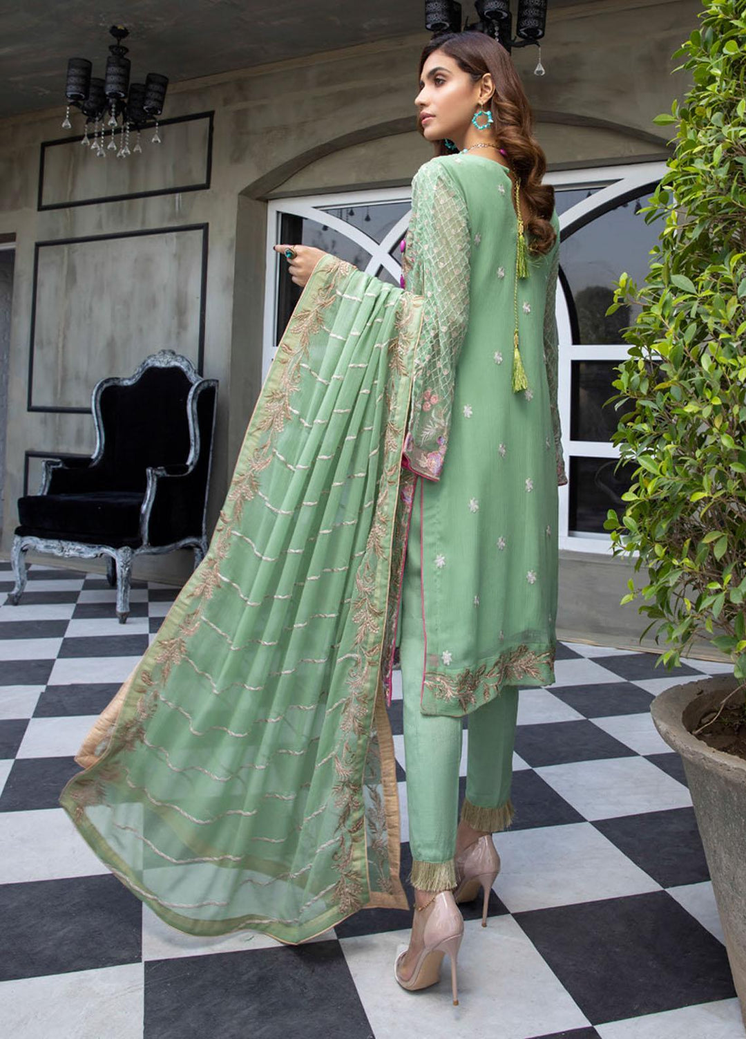 Meraki by ZS Textiles Embroidered Chiffon Suits Unstitched 3 Piece ZS21-M3 11 - Luxury Collection