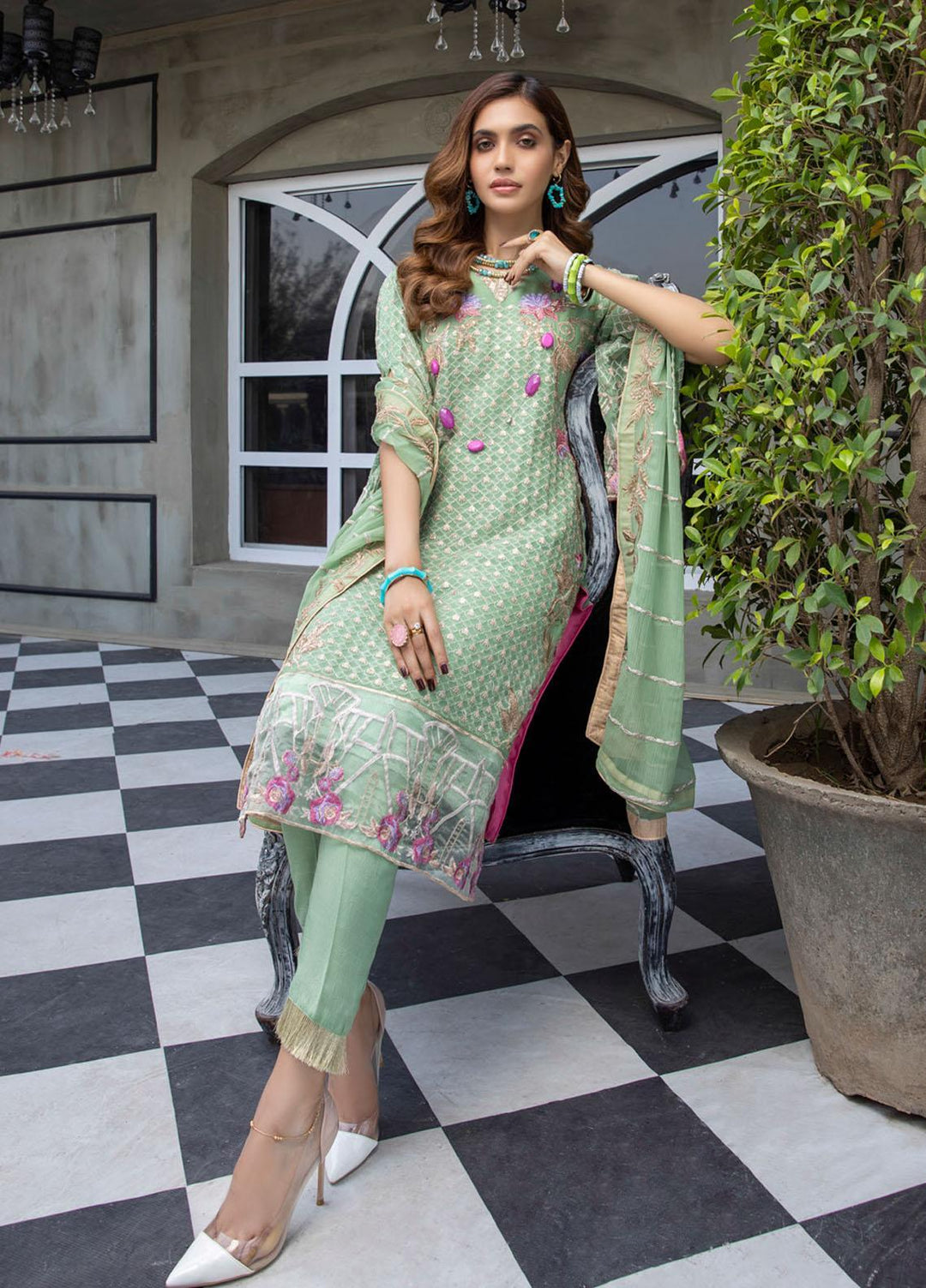 Meraki by ZS Textiles Embroidered Chiffon Suits Unstitched 3 Piece ZS21-M3 11 - Luxury Collection