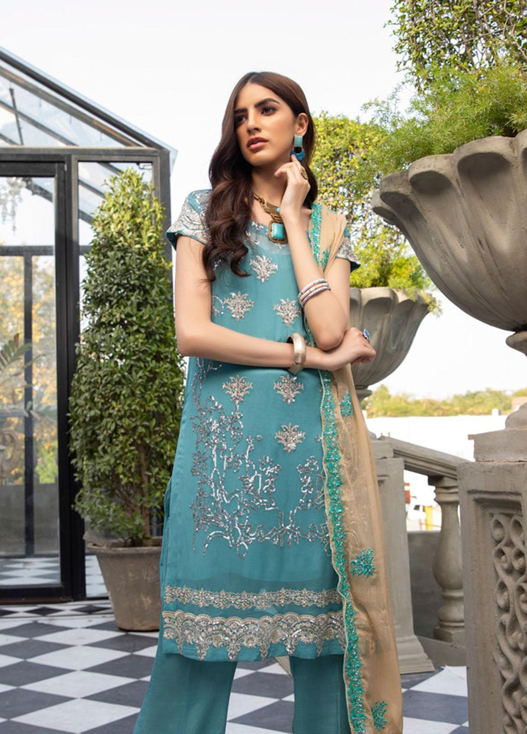 Meraki by ZS Textiles Embroidered Chiffon Suits Unstitched 3 Piece ZS21-M3 12 - Luxury Collection