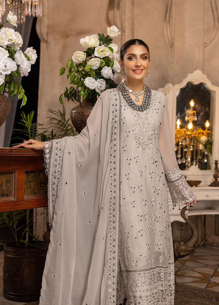 Merakish By Shahzeb Textiles Embroidered Chiffon Suits Unstitched 3 Piece ST22-MK2 D-03 Cloud Gray - Luxury Collection