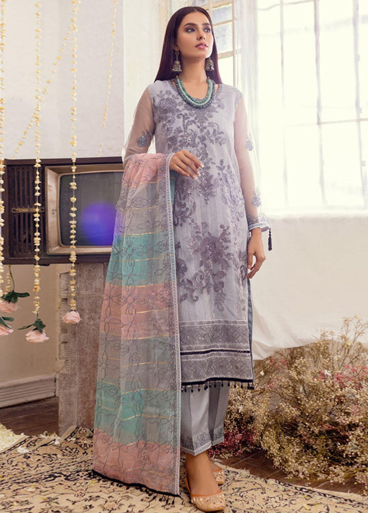 Merakish By Shahzeb Textiles Embroidered Organza Suits Unstitched 3 Piece ST22MK MR-C-V1-D10 - Luxury Collection
