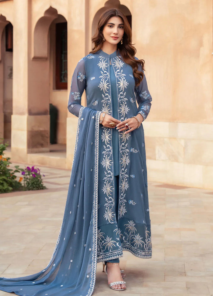 Merakish By Shahzeb Textiles Embroidered Chiffon Suit Unstitched 3 Piece ST24L Lina - Formals Collection