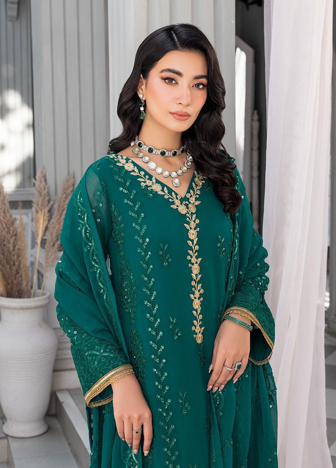Merakish By Shahzeb Textiles Embroidered Chiffon Suits Unstitched 3 Piece ST23-MK6 Breeze - Luxury Collection
