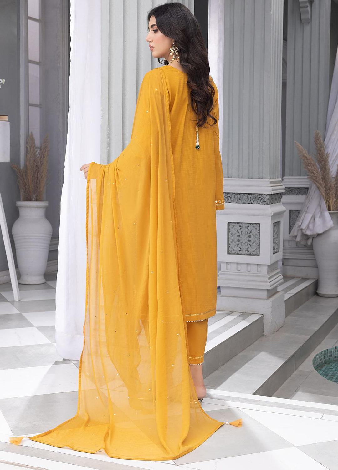 Merakish By Shahzeb Textiles Embroidered Jacquard Suits Unstitched 3 Piece ST23MKJ Vivid Yellow - Festive Collection