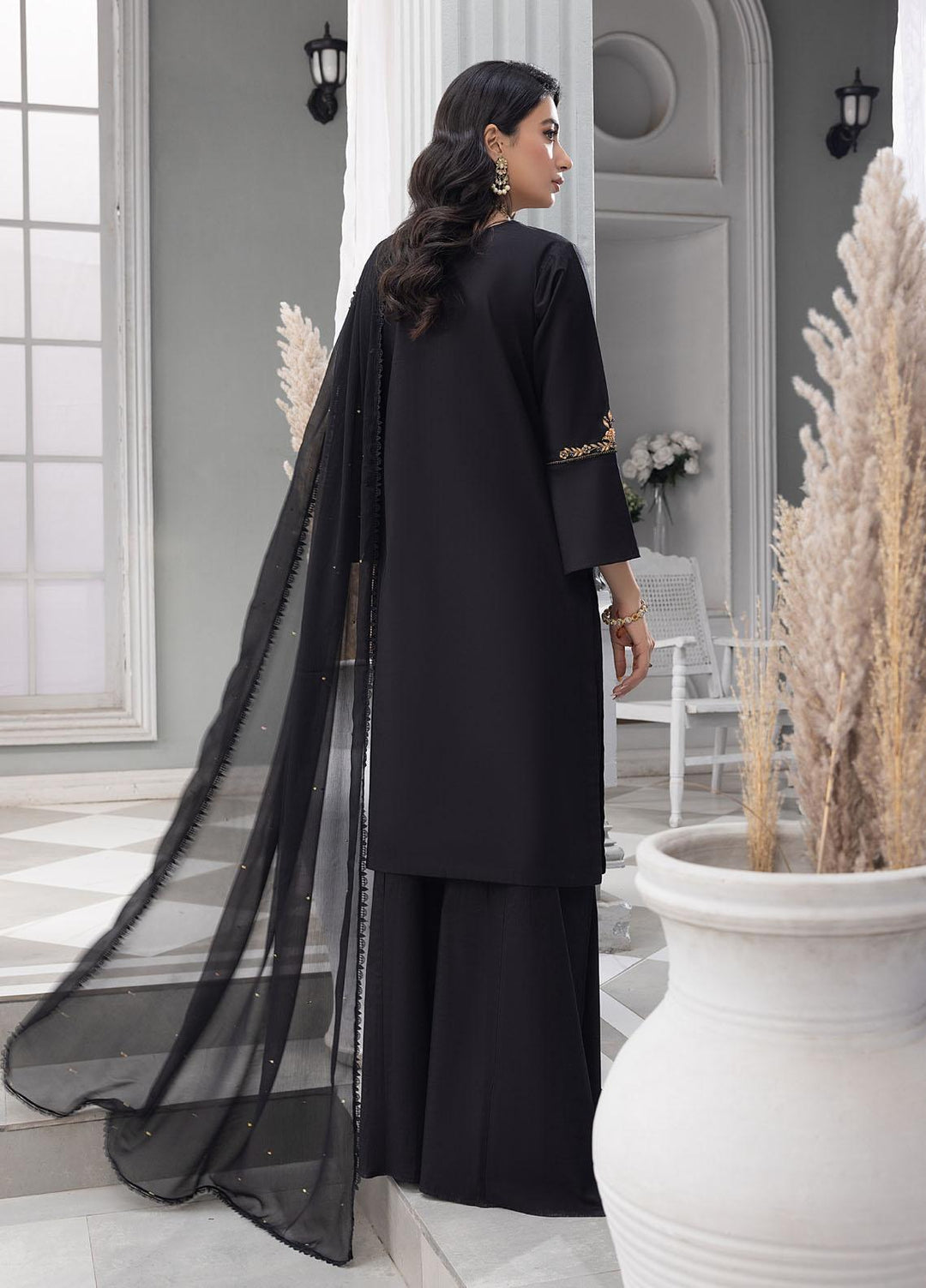 Merakish By Shahzeb Textiles Embroidered Jacquard Suits Unstitched 3 Piece ST23MKJ Metal Black - Festive Collection
