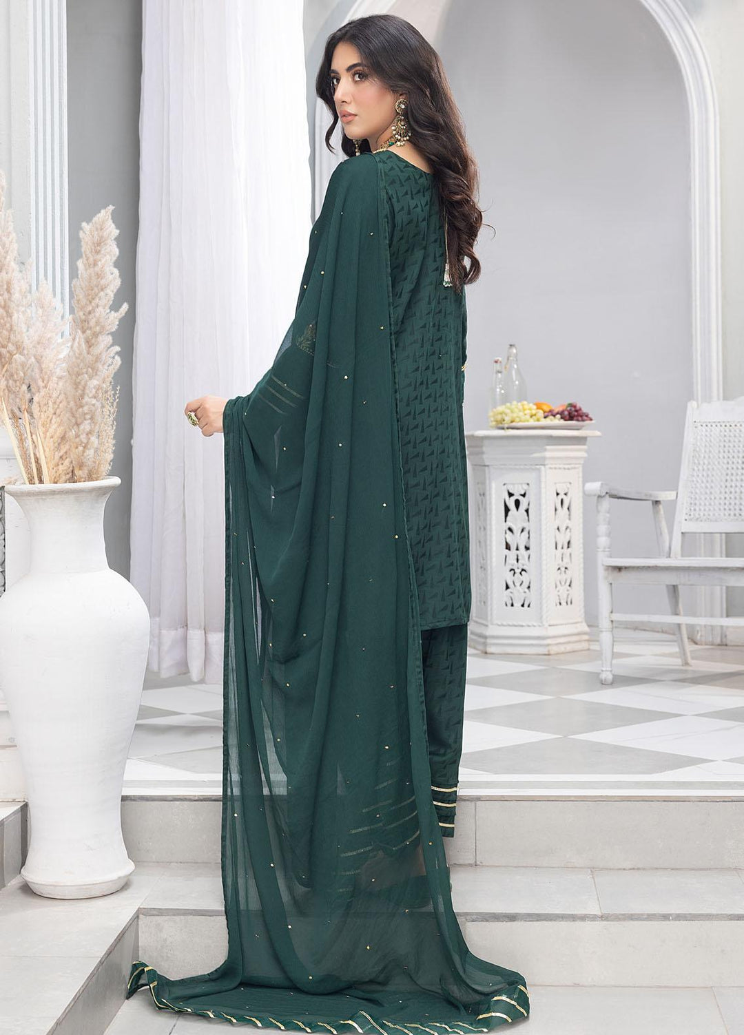 Merakish By Shahzeb Textiles Embroidered Jacquard Suits Unstitched 3 Piece ST23MKJ Evergreen - Festive Collection