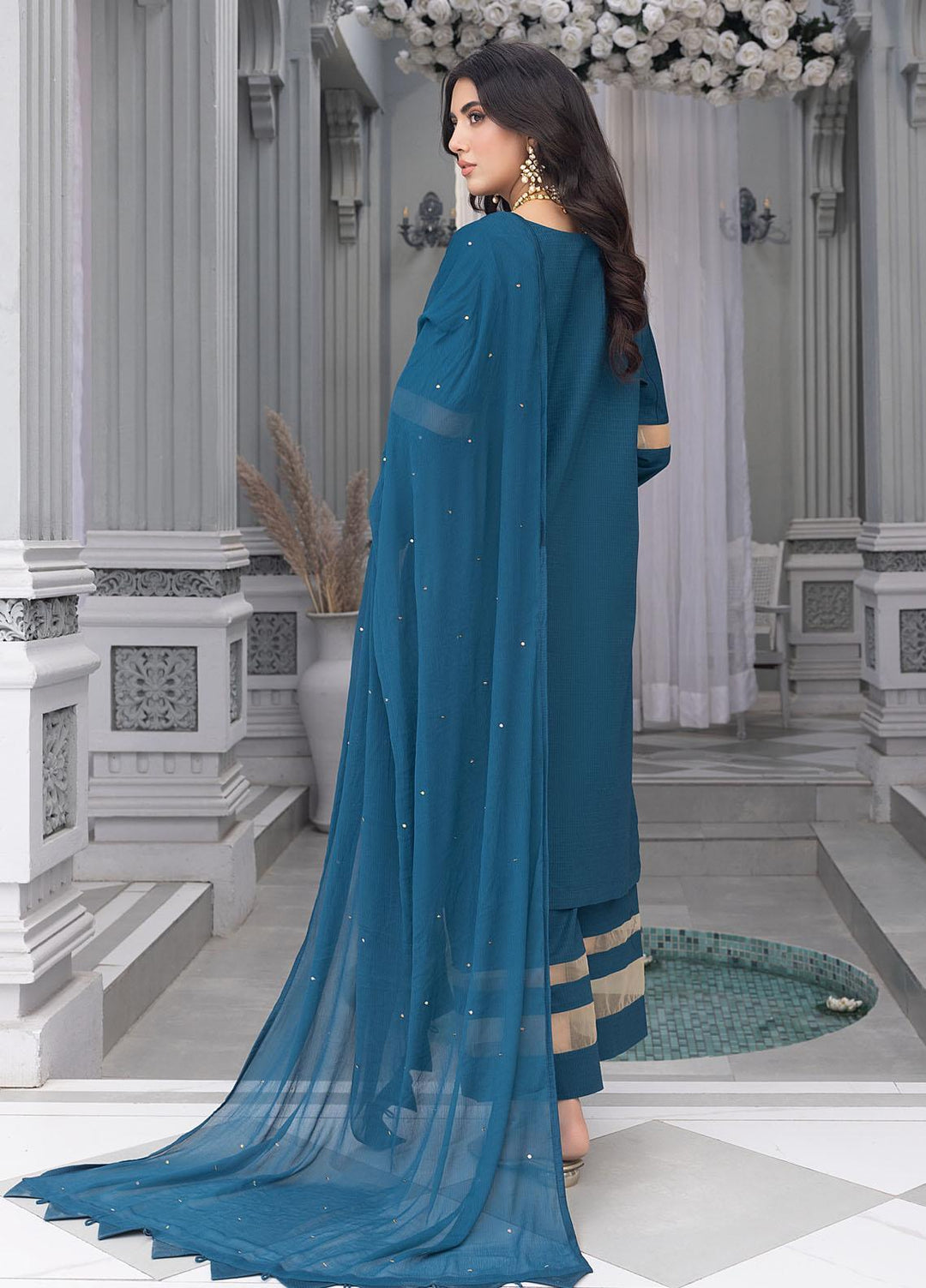 Merakish By Shahzeb Textiles Embroidered Jacquard Suits Unstitched 3 Piece ST23MKJ French Blue - Festive Collection