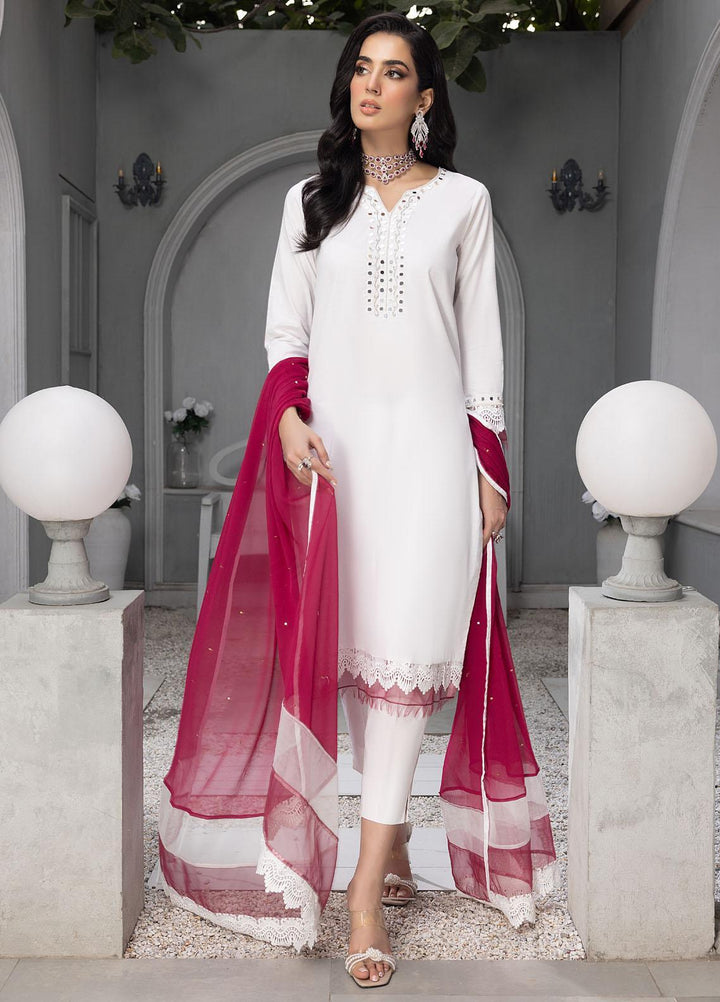 Merakish By Shahzeb Textiles Embroidered Jacquard Suits Unstitched 3 Piece ST23MKJ Daisy White - Festive Collection