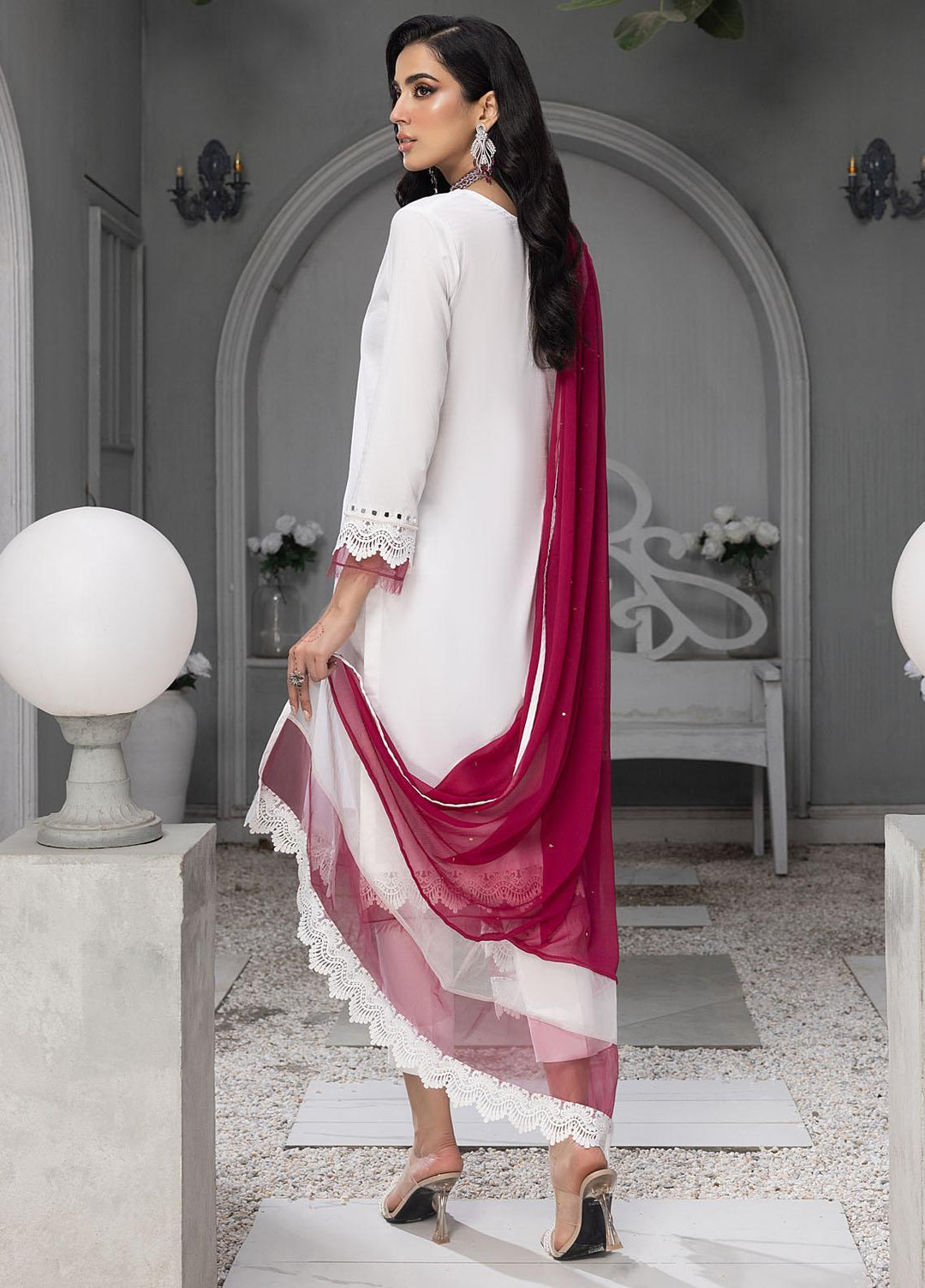 Merakish By Shahzeb Textiles Embroidered Jacquard Suits Unstitched 3 Piece ST23MKJ Daisy White - Festive Collection